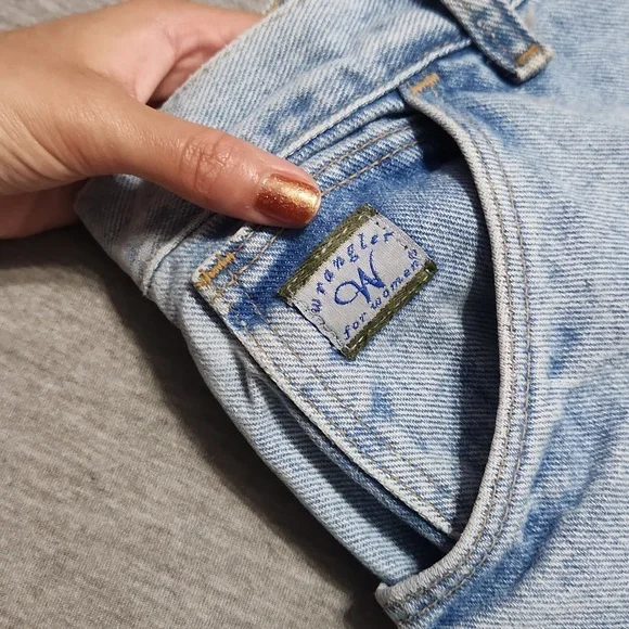 Vintage Wrangler Light Wash High Rise Tapered Leg Baggy Relaxed Mom Jeans - Picture 5 of 9